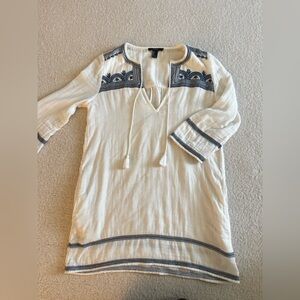 Forever 21 Cream and Navy Textured Tunic